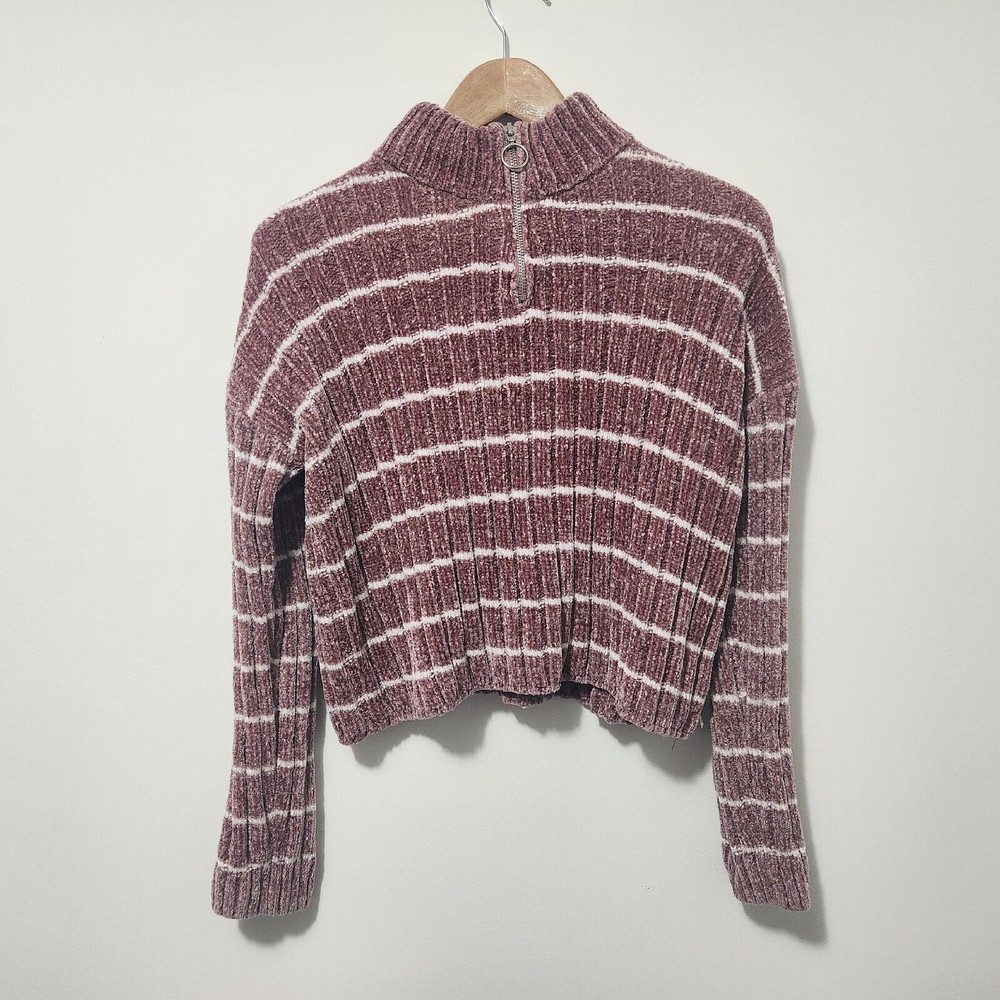 PINK REPUBLIC Women's Pink Sweater Crop Top 1/4 Zip Size M
